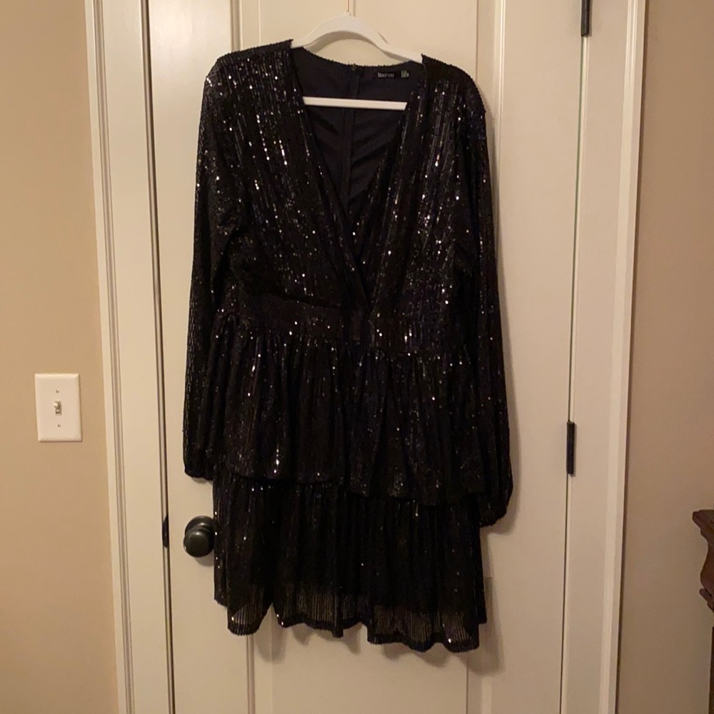 Black sequin cocktail dress